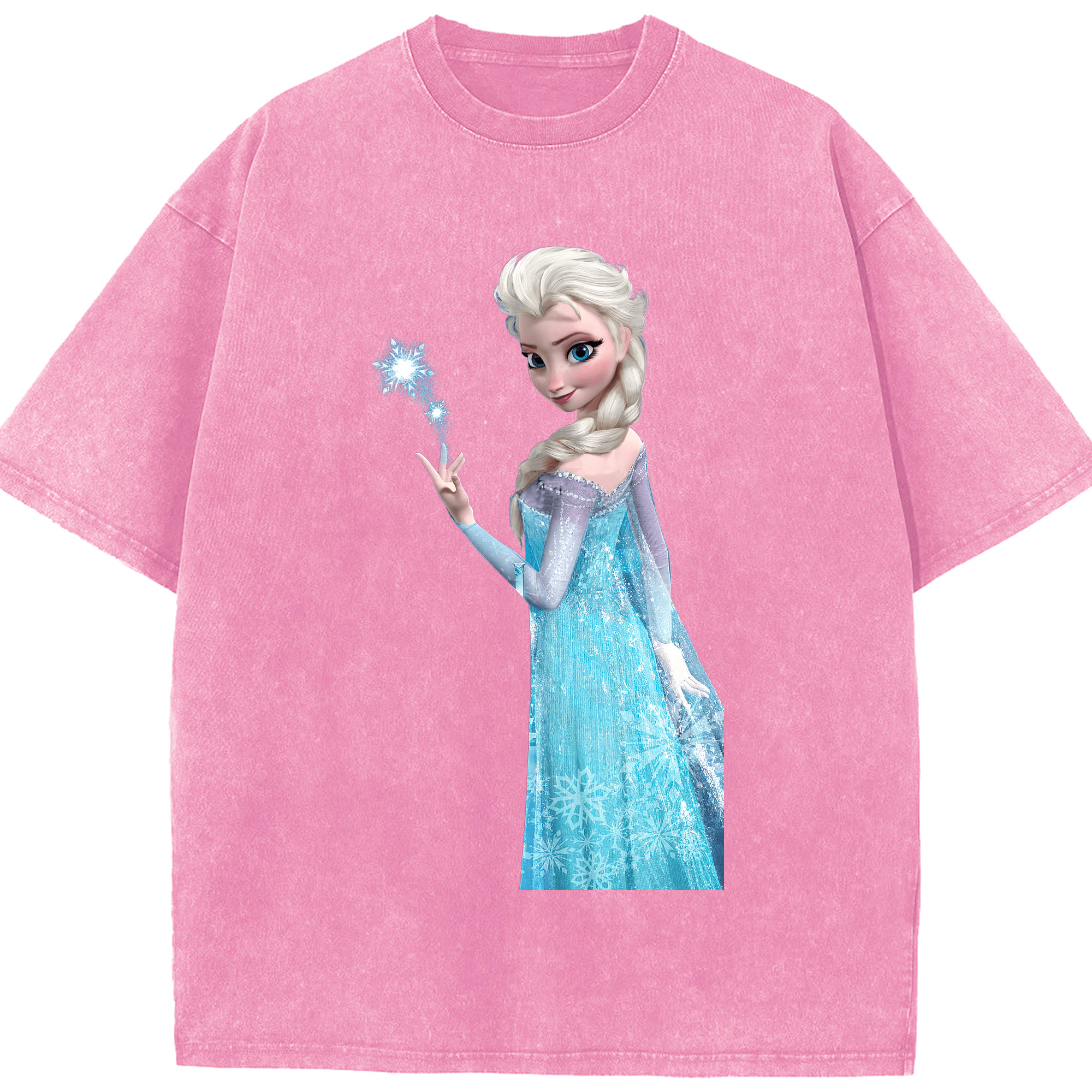 （画像用） アナと雪の女王 アンナ エルサ Frozen Anna Elsa 綿100% ヴィンテージ風 半袖Tシャツ（フロントプリント）